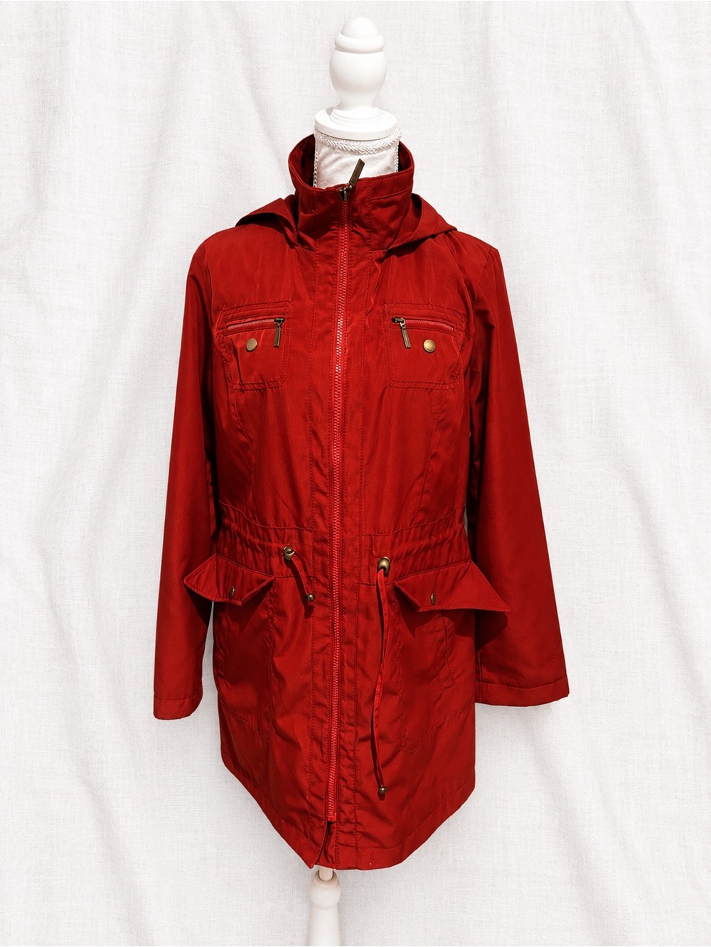 Liz Claiborne Red Hooded Utility Jacket